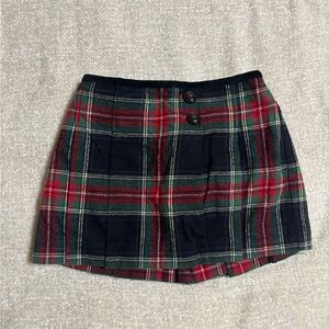 Vintage Oshkosh Plaid Button-Front Mini Skirt - Red & Navy